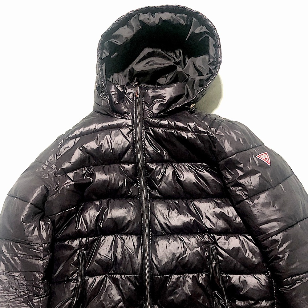 GUESS Men's Mid-Weight Puffer Jacket with Removable Hood XL